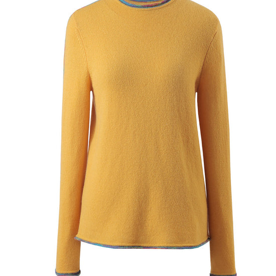 COMOBOCA 100% Cashmere Women's Sweater with Built-in Collar