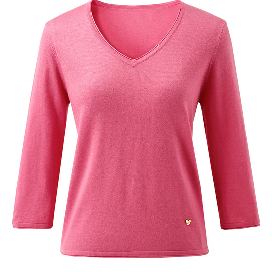 COMOBOCA Women's V-Neck 3/4 Sleeve Golden Heart T-Shirt