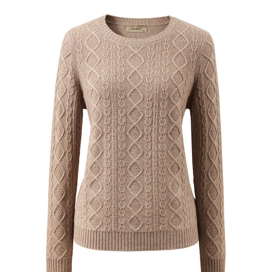 COMOBOCA 100% Wool Women's Cable Knit Sweater