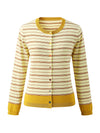 COMOBOCA Women's Striped Color Block Button Front Cardigan