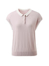 COMOBOCA Women's Cotton Silk Ribbed Polo Neck Knit T-Shirt
