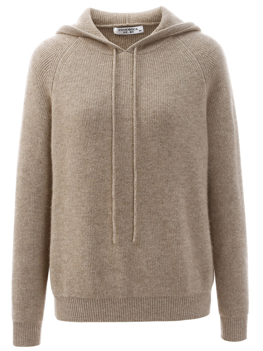 COMOBOCA 100% Cashmere Women's Knit Sweater Hoodie
