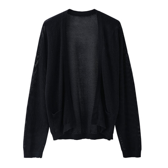 COMOBOCA Women's Open Front Mesh Knit Cardigan