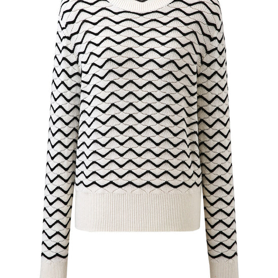 COMOBOCA 100% Cashmere Women's Wave Pattern Knit Sweater