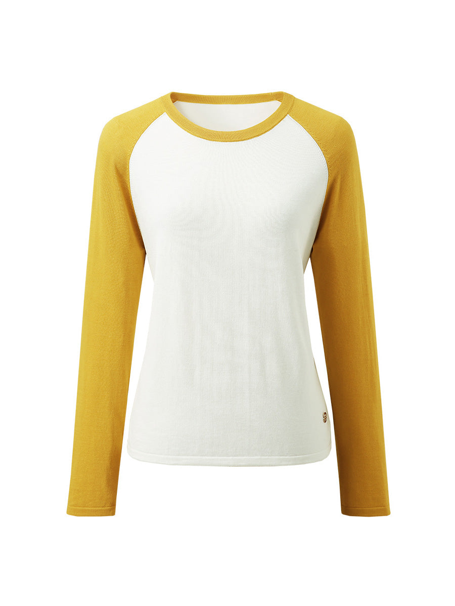 Women's Colorblock Raglan Round Neck Sweater – COMOBOCA