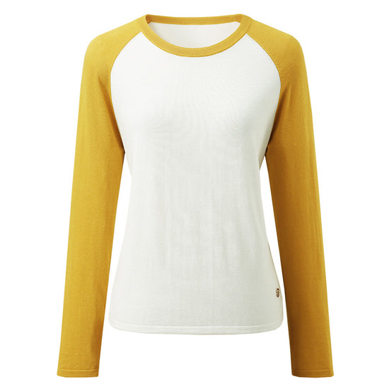 COMOBOCA Women's Colorblock Raglan Round Neck Sweater
