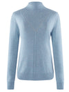 COMOBOCA LIGHT BLUE 100% Cashmere Mock Neck Ribbed Knit Sweater
