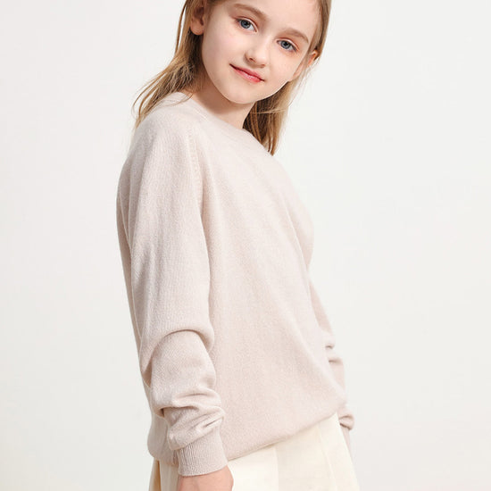 COMOBOCA 100% Wool Kids' Round Neck Plain 100% Sweater