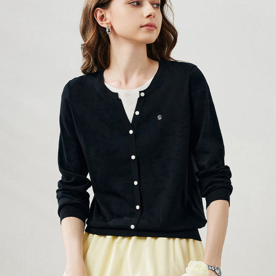 COMOBOCA Black Women's Ribbed Mock Cardigan Sweater