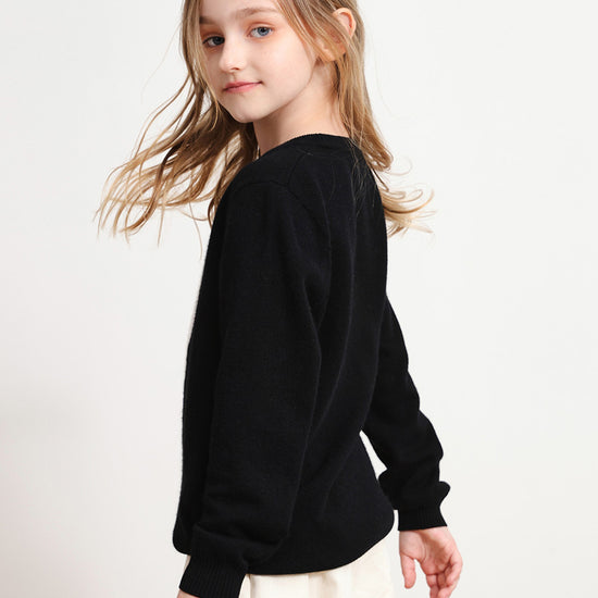 COMOBOCA 100% Wool Kids' Intarsia Round Neck Knit Sweater