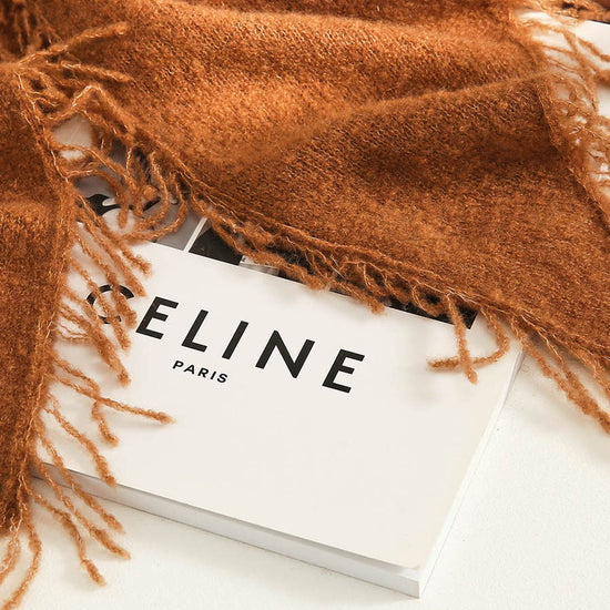 COMOBOCA Women's Fringed Triangle Knit Scarf