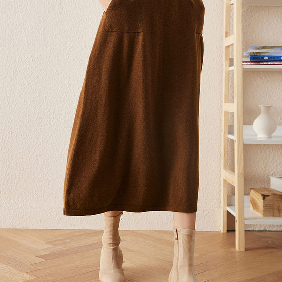 COMOBOCA 100% Cashmere Women's Knit Pleated Skirt