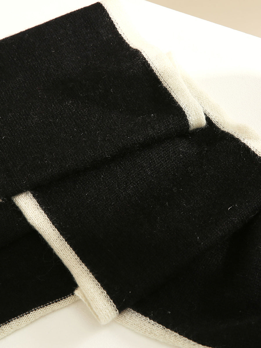 COMOBOCA 100% Cashmere Women's Striped Knit Scarf