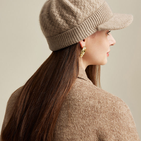 COMOBOCA 100% Cashmere Women's Knit Newsboy Cap