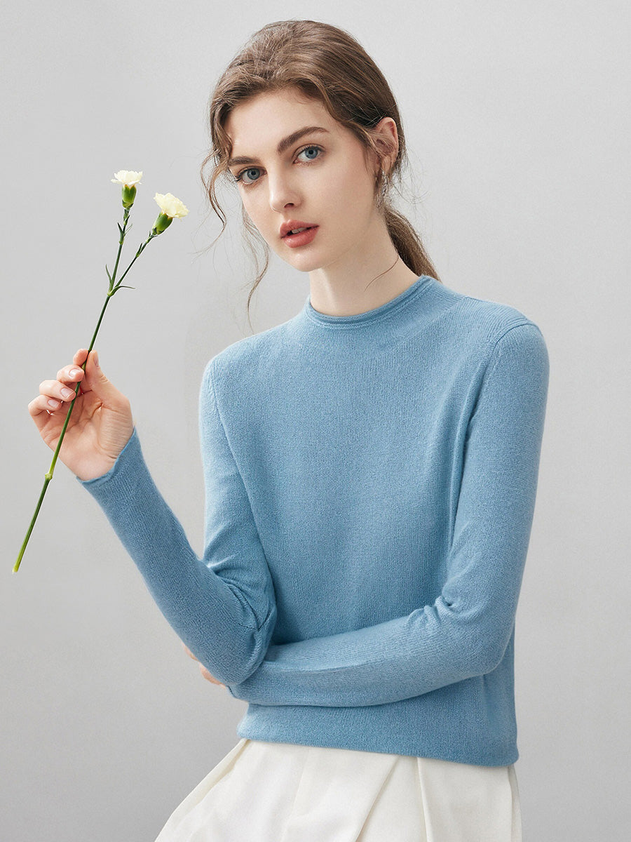 COMOBOCA 100% Cashmere Women's Round Neck Knit sweater