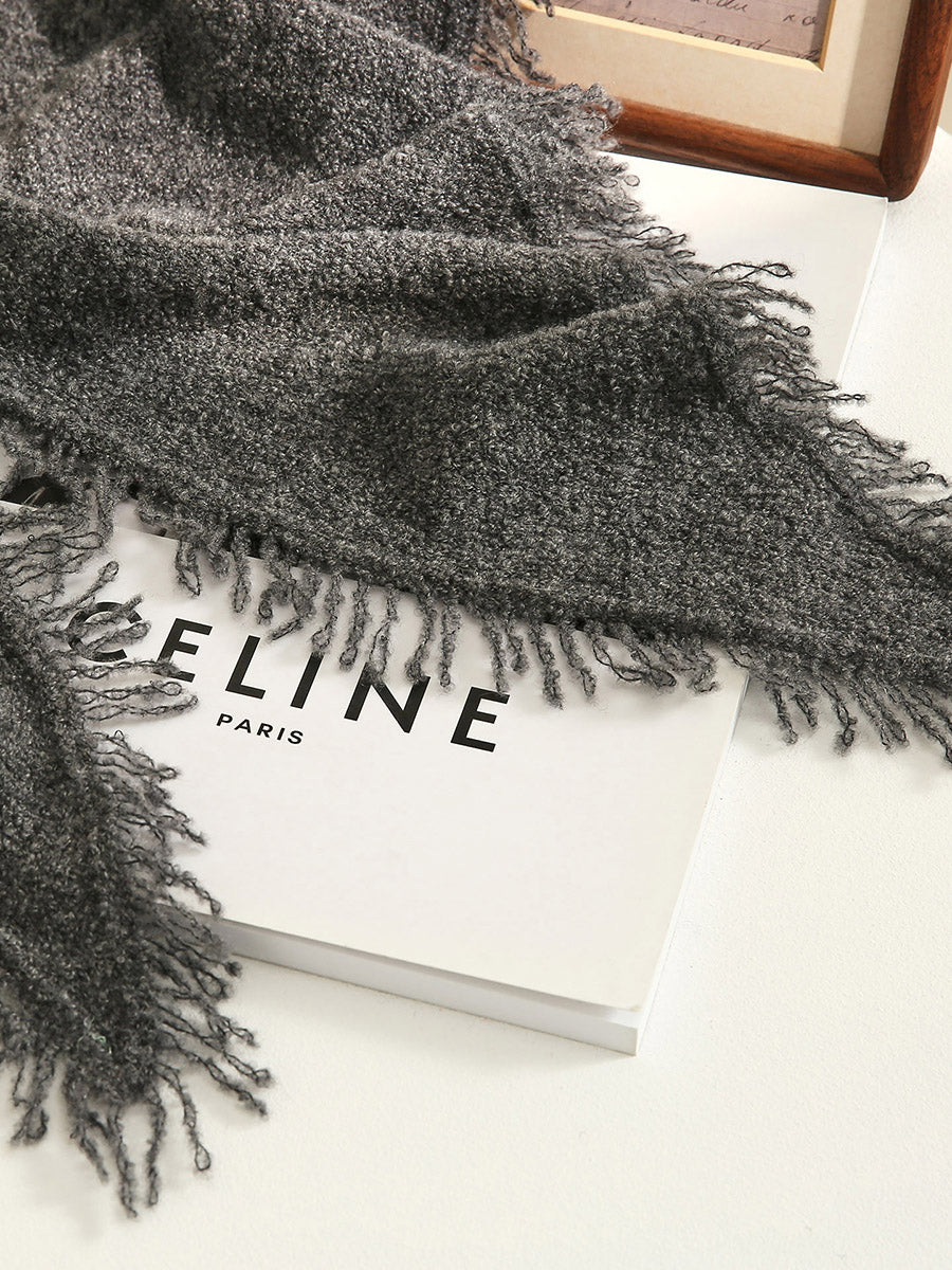 COMOBOCA Women's Fringed Triangle Knit Scarf