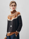 COMOBOCA 100% Cashmere Women's Cable Fair Isle Turtleneck Sweater