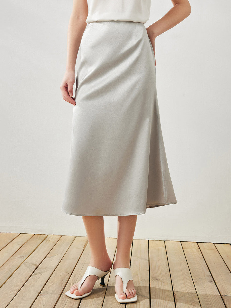 COMOBOCA Women's Elastic Waistband Chic Midi Skirt