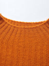 COMOBOCA 100% Cashmere Mock Neck Ribbed Knit Sweater