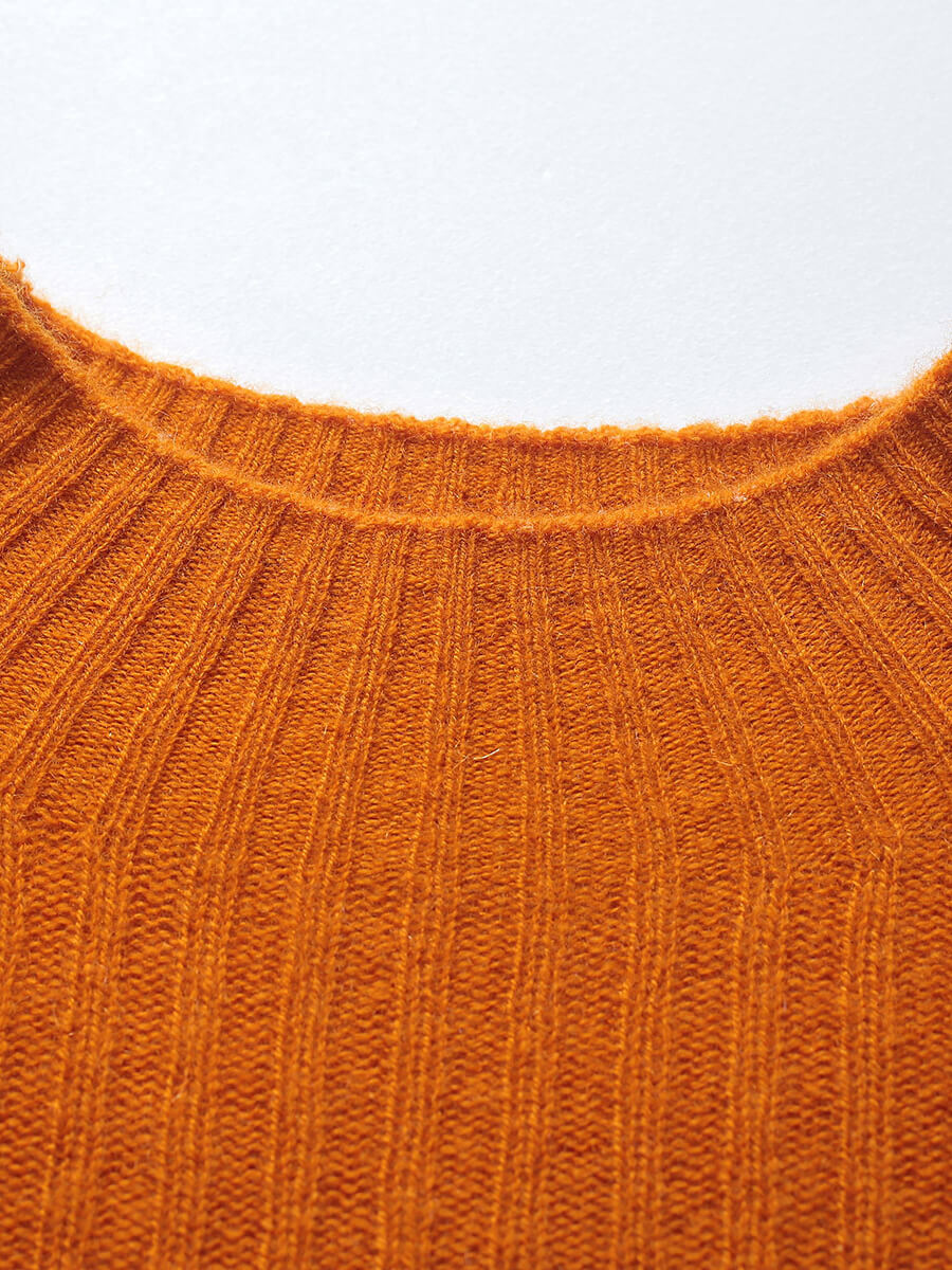 COMOBOCA 100% Cashmere Mock Neck Ribbed Knit Sweater