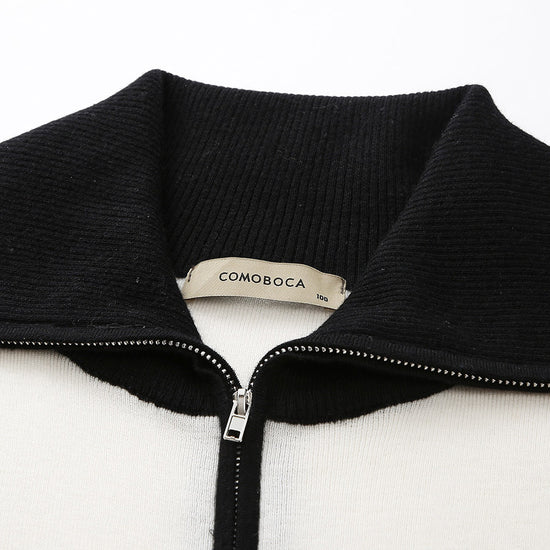 COMOBOCA 100% Wool Women's Striped Zip-Up Cardigan