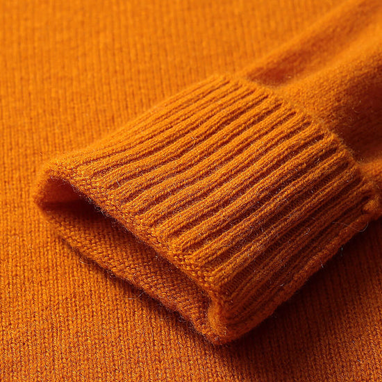 COMOBOCA 100% Cashmere Mock Neck Ribbed Knit Sweater