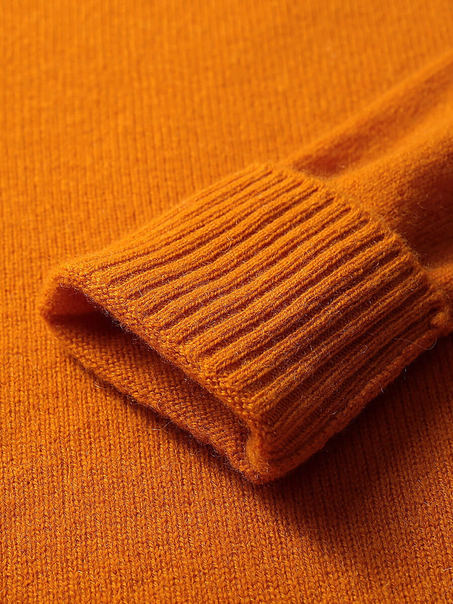 COMOBOCA 100% Cashmere Mock Neck Ribbed Knit Sweater