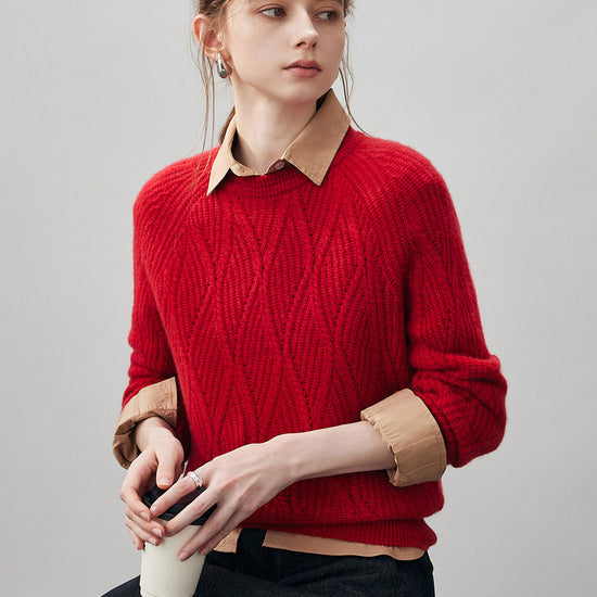 COMOBOCA 100% Cashmere Women's Cable Knit Sweater