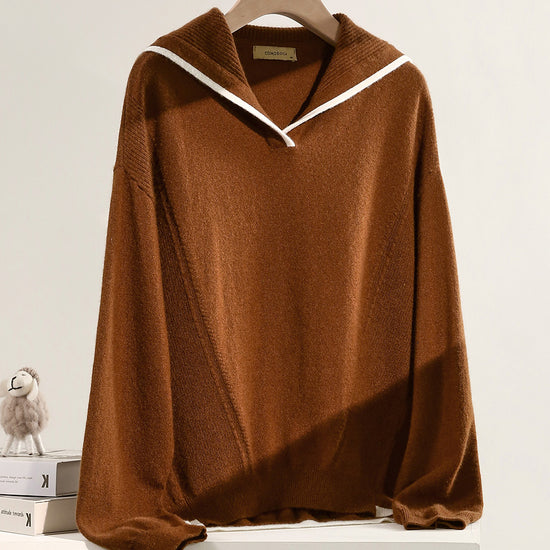 COMOBOCA 100% Cashmere Women's Sailor Collar Sweater