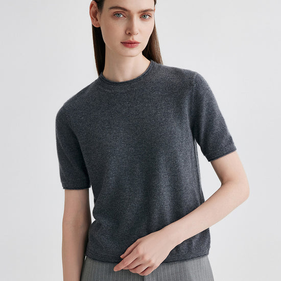 COMOBOCA 100% Cashmere Women's Round Neck T-Shirt