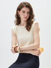 COMOBOCA Women's Ruffled Cap Sleeve Ribbed Knit Blouse