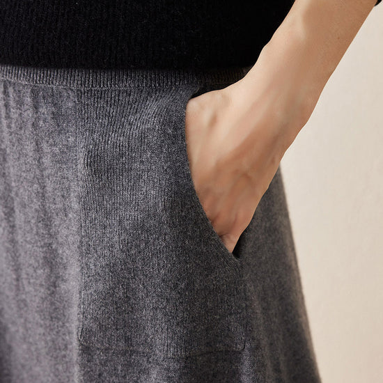 COMOBOCA 100% Cashmere Women's Knit Pleated Skirt