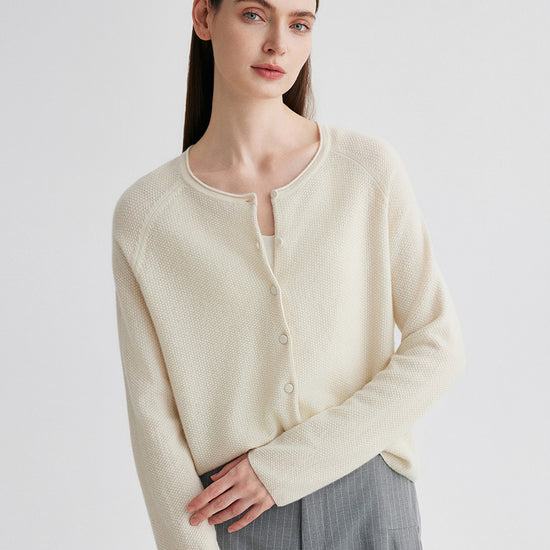 COMOBOCA 100% Cashmere Women's Button Front Knit Cardigan