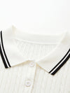 COMOBOCA Women's Cable Knit Polo T-Shirt