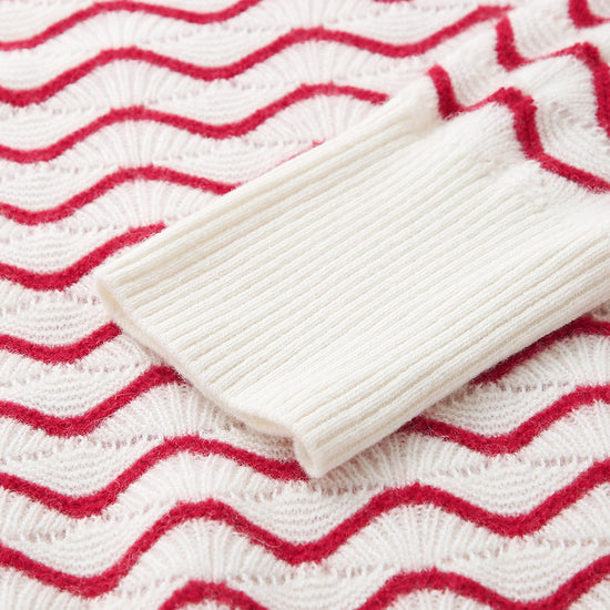 COMOBOCA 100% Cashmere Women's Wave Pattern Knit Sweater