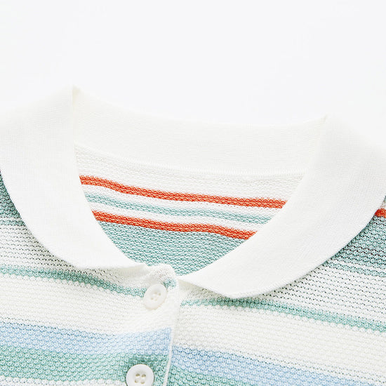 COMOBOCA Women's Striped Knit Polo T-Shirt