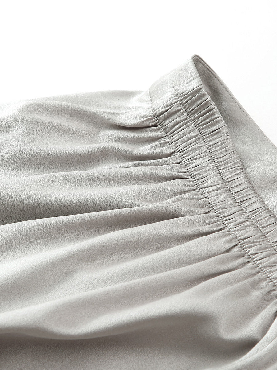 COMOBOCA Women's Elastic Waistband Chic Midi Skirt