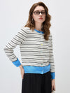 COMOBOCA Women's Striped Color Block Button Front Cardigan