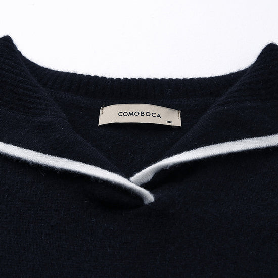 COMOBOCA 100% Cashmere Women's Sailor Collar Sweater