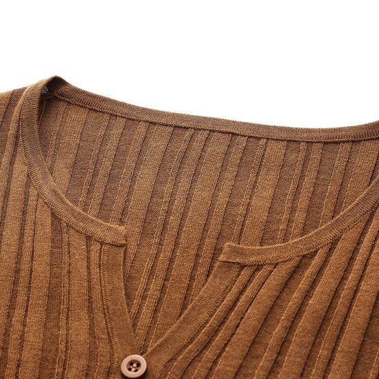 COMOBOCA Women's Ribbed V-Neck Faux Cardigan Sweater