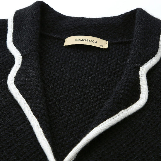 COMOBOCA 100% Cashmere Women's Contrast Trim Knit Cardigan