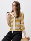 COMOBOCA Women's Striped Sailor Collar Tie Front Knit Sweater