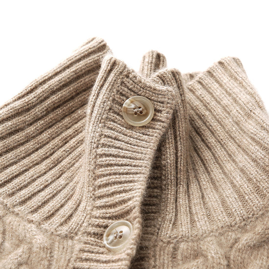 COMOBOCA 100% Cashmere Women's Cable Knit Pocket Cardigan
