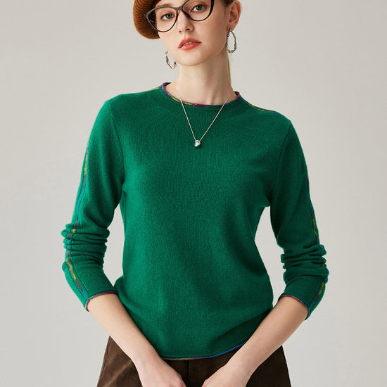 COMOBOCA 100% Cashmere Women's Sweater with Built-in Collar