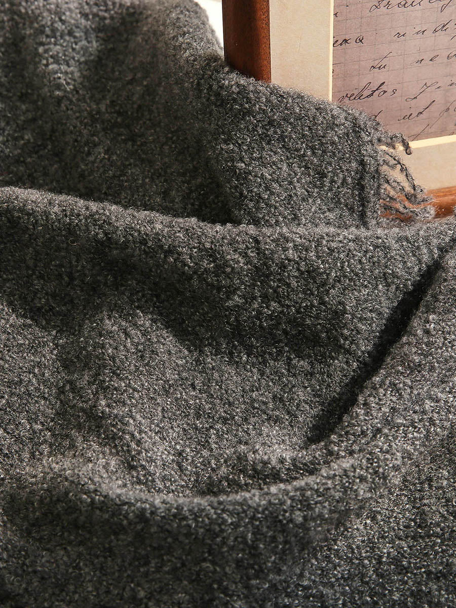 COMOBOCA Women's Fringed Triangle Knit Scarf