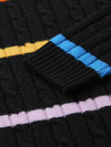 COMOBOCA 100% Wool Kids' Colorful Striped Knit Sweater
