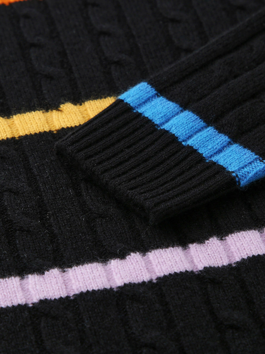 COMOBOCA 100% Wool Kids' Colorful Striped Knit Sweater