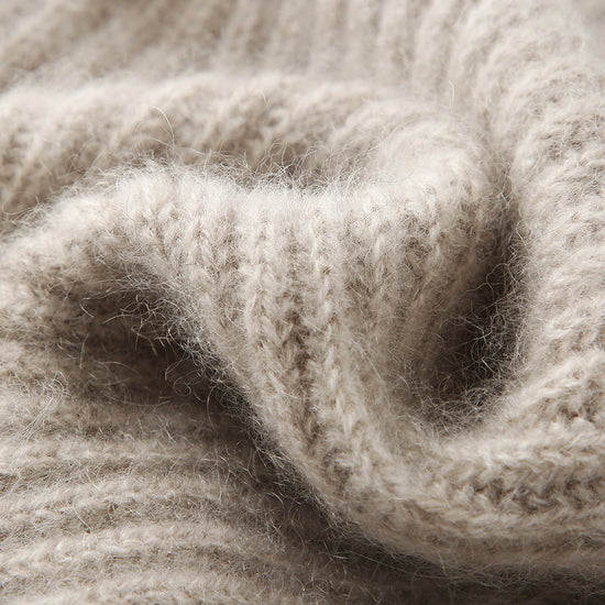 COMOBOCA 100% Cashmere Women's Ribbed Cozy Reversible Knit Hood