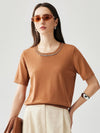 COMOBOCA Women's Cotton Silk Jeweled Neckline T-Shirt