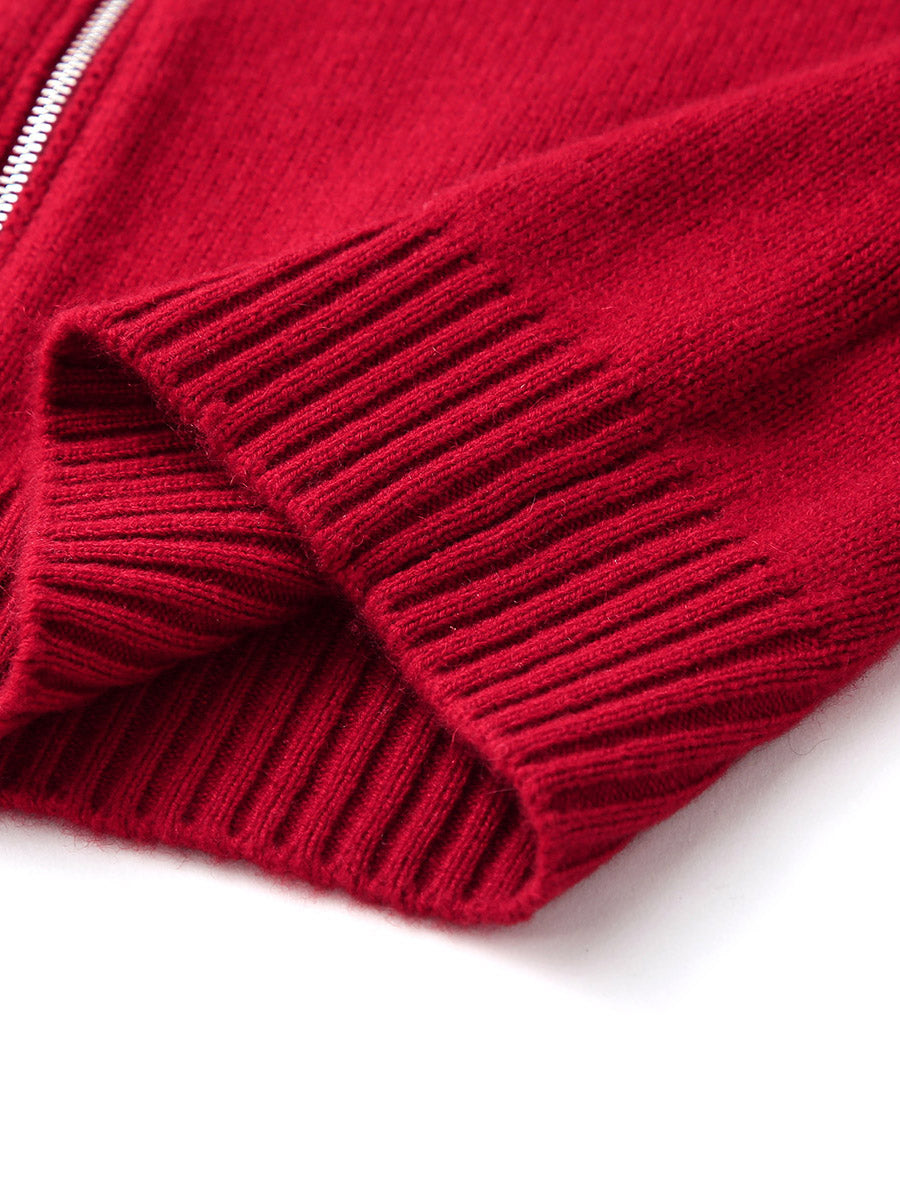 COMOBOCA 100% Cashmere Women's Knit Zip Cardigan Hoodie